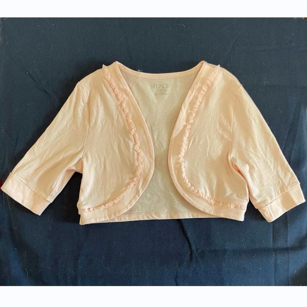 Toddler Open Ruffled Cardigan, size XL soft pink